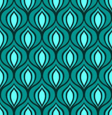 DARK EMERALD VECTOR SEAMLESS BACKGROUND WITH TURQUOISE AND MINT ABSTRACT ART DECO FIGURES