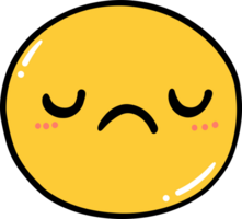 linda triste emojis, kawaii emoticon garabatear contorno png