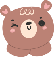 fofa feliz sorrir Castanho Urso face com mãos, kawaii animal bosque desenho animado rabisco plano Projeto. png