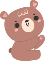 Cute happy bear, kawaii baby animal woodland cartoon doodle flat design. png