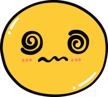 schattig verward emoji, kawaii emoticon tekening schets png