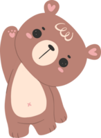 Cute bear, kawaii baby animal woodland cartoon doodle flat design. png