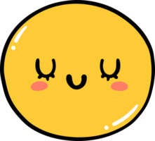 Cute Happy smile emoji, kawaii emoticon doodle outline png