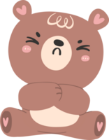 Cute angry bear, kawaii baby animal woodland cartoon doodle flat design. png