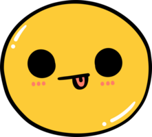 Cute shy emoji, emoticon doodle outline png