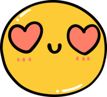 fofa dentro amor emoji, kawaii emoticon rabisco esboço png