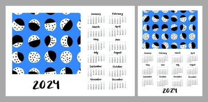 Calendar layout for 2024. Beautiful abstract illustration. Vertical and horizontal layouts for A4, A5 printing vector