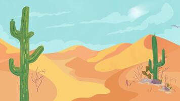 un' cartone animato illustrazione di un' deserto paesaggio video