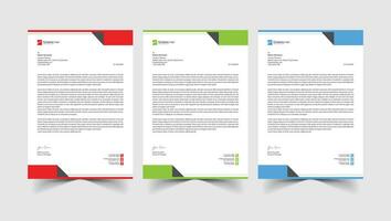Letterhead Design template with 3 color variants vector