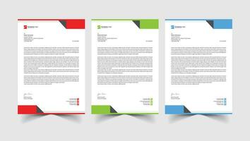 Letterhead Design template with 3 color variants vector