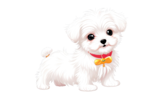 Cute maltese puppy on transparent background.Generative AI. png