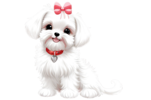 Cute maltese puppy on transparent background.Generative AI. png