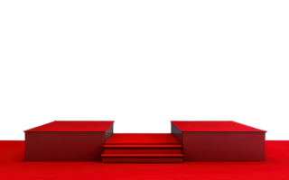 Red podium on transparent background.Generative AI. png