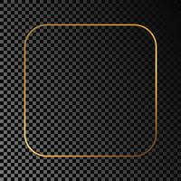 Gold glowing rounded square frame vector