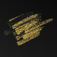 Hand drawn ink spot in gold glitter. Gold ink spot with sparkles isolated on dark vector