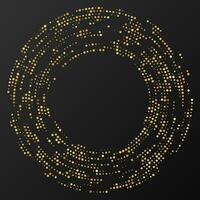 Abstract gold glowing halftone dotted background. Gold glitter pattern in circle form. Circle halftone dots. Vector illustration