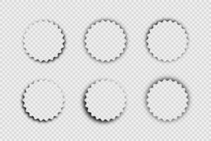 Dark realistic shadow. Set of six round shadows isolated on background. Vector illustration.