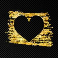 Heart on golden glittering scribble paint vector