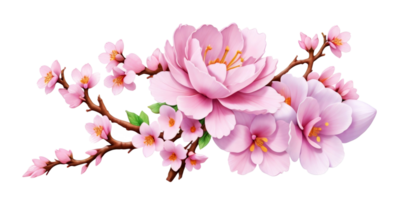 Pink cherry blossom on transparent background,Generative AI. png