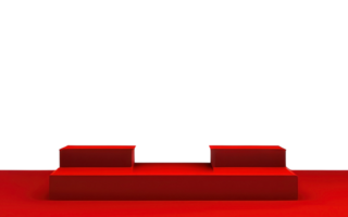 Red podium on transparent background.Generative AI. png