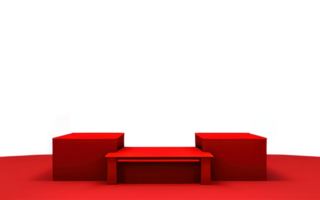 Red podium on transparent background.Generative AI. png