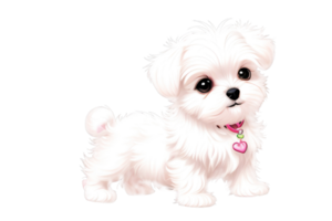 Cute maltese puppy on transparent background.Generative AI. png