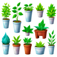 plantas en ollas en transparente fondo.generativo ai. png