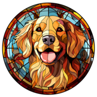 gouden retriever hond glas-in-lood generatief ai. png