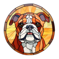 Bulldogge Glasmalerei generativ ai png