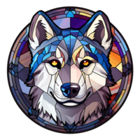 Siberian Husky Dog stained-glass Generative AI. png