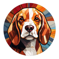 Beagle Dog stained-glass Generative AI. png