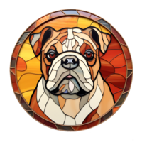 Bulldogge Glasmalerei generativ ai png