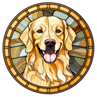 dourado retriever cachorro vitral generativo ai. png