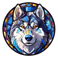 Siberian Husky Dog stained-glass Generative AI. png