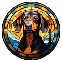 Dachshund Dog stained-glass Generative AI. png