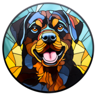 Rottweiler Hund Glasmalerei generativ ai. png