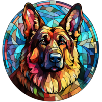 German Shepherd Dog stained-glass Generative AI. png