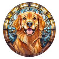 Golden Retriever Dog stained-glass Generative AI. png