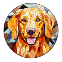 Golden Retriever Dog stained-glass Generative AI. png