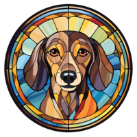 Dachshund Dog stained-glass Generative AI. png