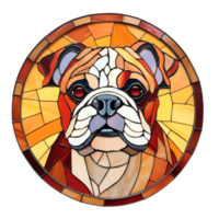 Bulldogge Glasmalerei generativ ai png