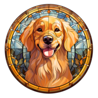 dourado retriever cachorro vitral generativo ai. png