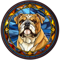 Bulldogge Glasmalerei generativ ai png