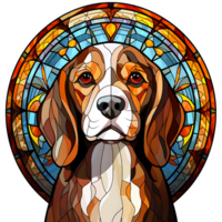 Beagle Hund Glasmalerei generativ ai. png