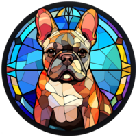 francese bulldog vetro colorato. png