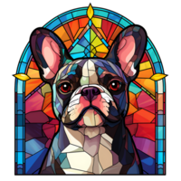 Französisch Bulldogge Buntglas. png