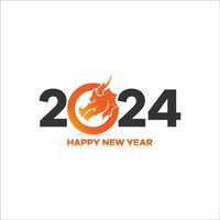 2024 Happy New Year with dragon head. 2024 year of dragon. Symbols 2024 Happy New Year. Vector design element.