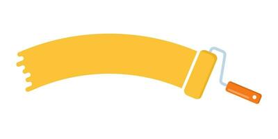 Yellow color trail of the roller brush on white background. Vector illustration for headers, banners and advertising.