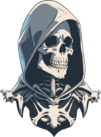 Skeleton wearing Hoodie Illustration AI Generative png