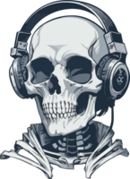 Skeleton wearing Headphone Illustration AI Generative png